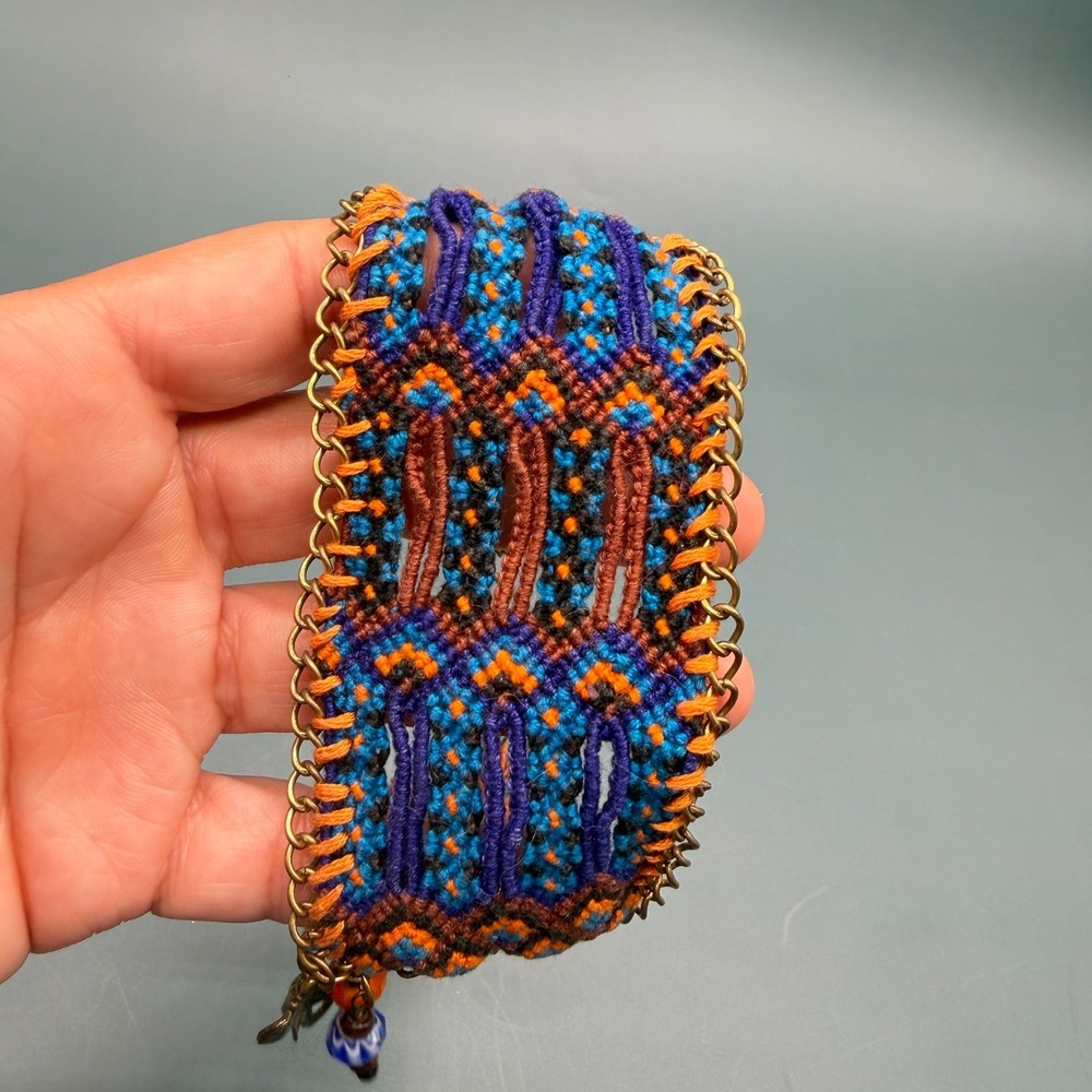 Boho Woven Cuff Bracelet Elephant Charm Tassel Beaded Festival Statement Jewelry